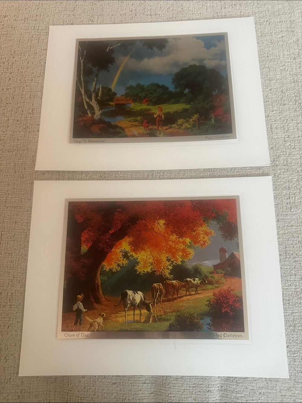 Vintage Paul Detlefsen-Inspired Autumn and Pastoral Print Set - White Mat